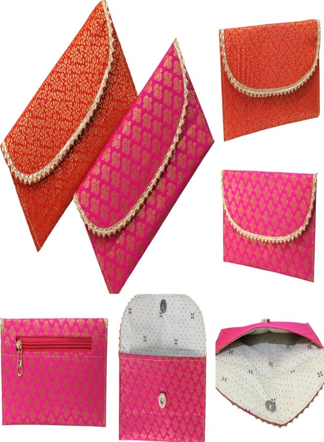 MILAN'S CREATION Designer Fancy Envelope Brocade Clutch Purse Bag Women's Handbag Party Return Gifts For Wedding Festival Goody bag, Decorative and Functional Designs (Set of 10 pcs) - Image 1